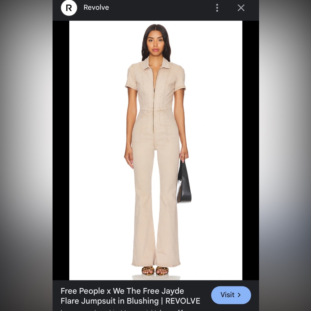 Khaki denim jumpsuit Free people jade “blushing” tan color We the free M
